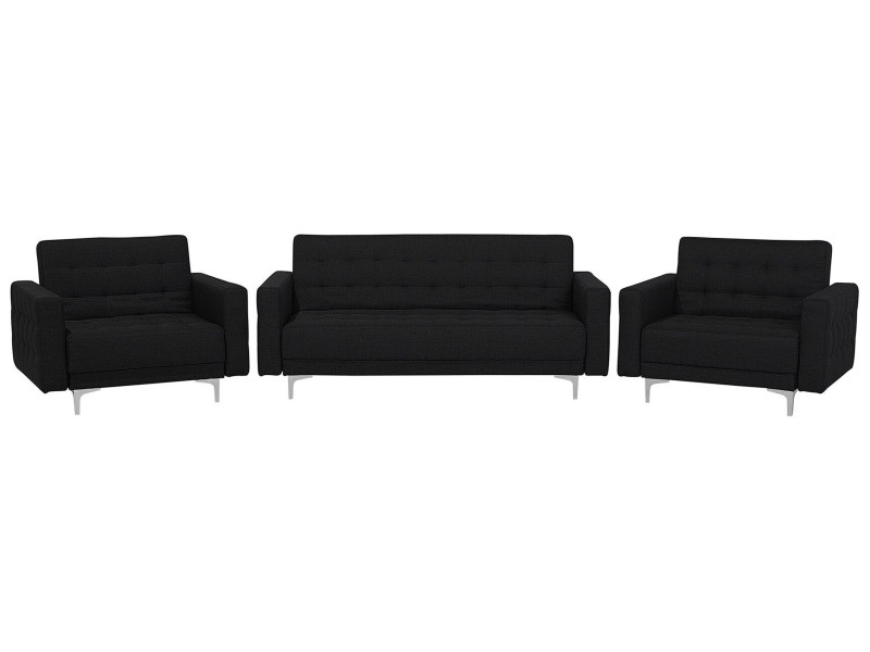 Zestaw wypoczynkowy sofa 2 fotele grafit, 691936