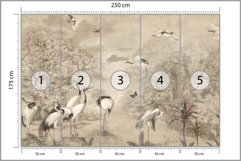 Fototapeta Żurawie Retro do Salonu i Sypialni 250x175cm, 6925196