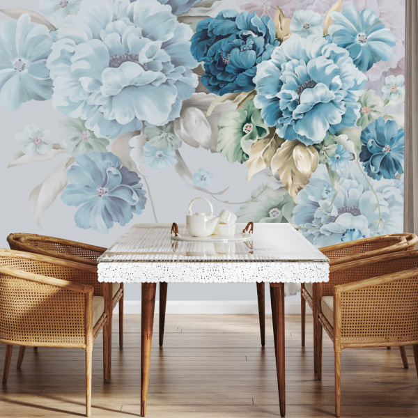 Fototapeta Niebieskie Peonie do Salonu i Sypialni 250x175cm, 6927430