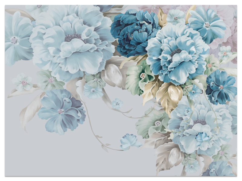 Fototapeta Niebieskie Peonie do Salonu i Sypialni 250x175cm, 6927433