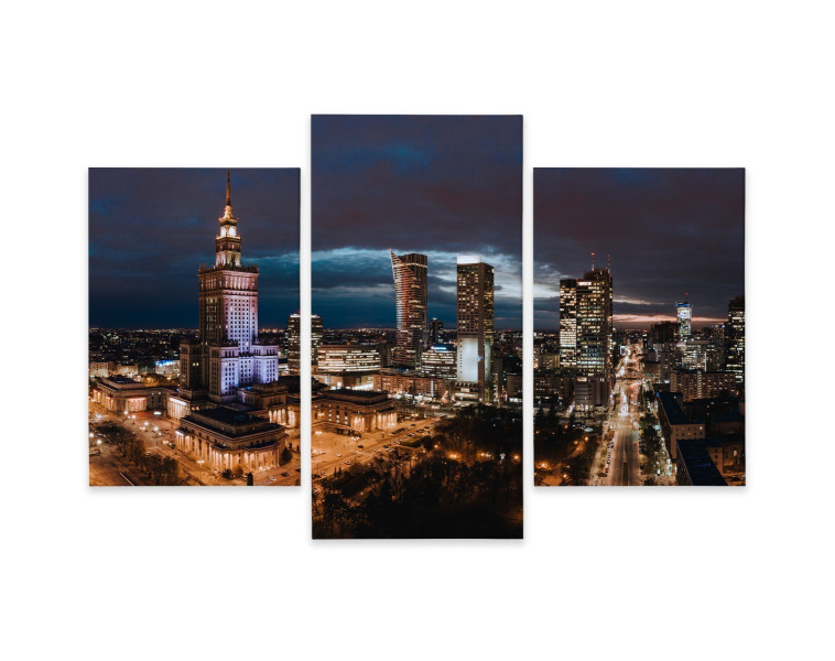 Obraz 3-Częściowy Miasto Nocą WARSZAWA 3D 60x40cm, 694094