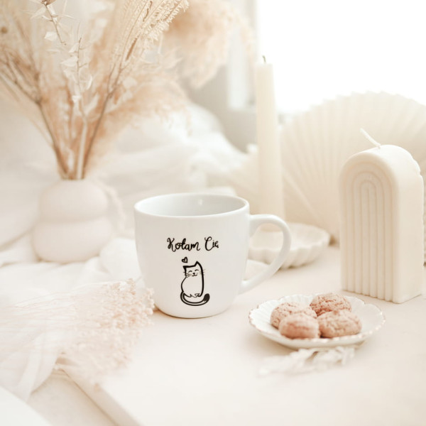 Biały kubek porcelanowy 300 ml - Kotam cię, 6959736
