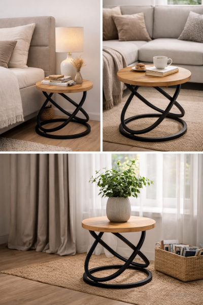 STOLIK KAWOWY DO SALONU OKRĄGŁY NOWOCZESNY DESIGN GALAXY MAX fi 60 cm DĄB, 6963225