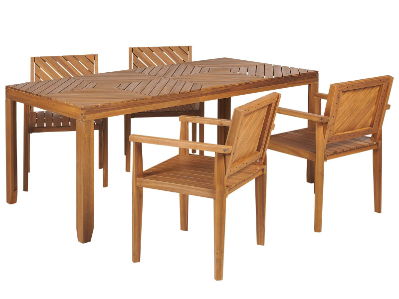 Zestaw ogrodowy stół 4 krzesła drewno akacjowe, 696884
