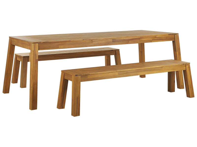 Meble ogrodowe zestaw stół 2 ławki akacja, 696998