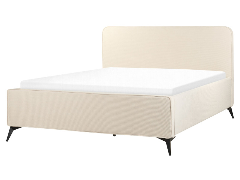 Łóżko tapicerowane sztruks 160x200 cm beżowe, 699771