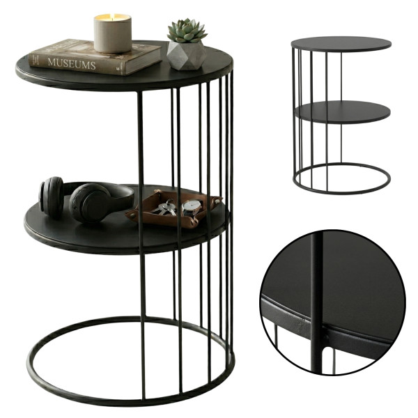 Okrągły stolik kawowy z metalu, z półką RODA, 52 cm, 7053074