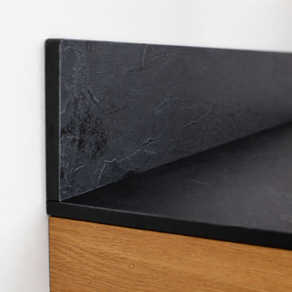Blat łazienkowy HPL do szafki 125cm 126x40cm  Black z panelem 12cm, 7093827