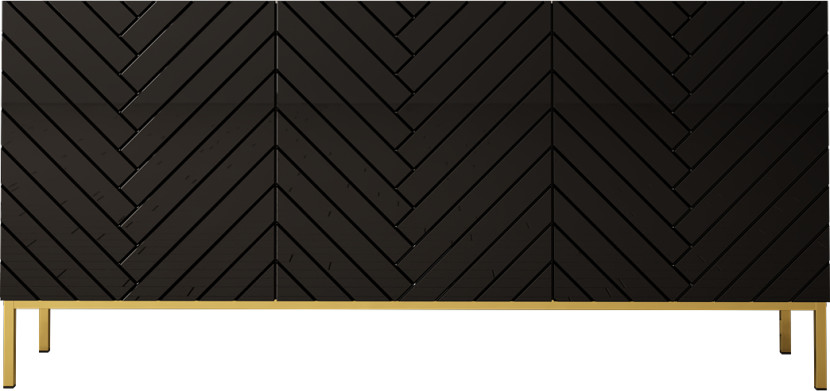 Komoda 160cm  - Gala 2 Czarny mat - Czarny połysk, 710608