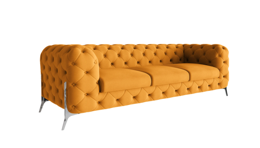 Ropez Chelsea Bis sofa 3 pikowana pomarańczowa nogi srebrne, 713055