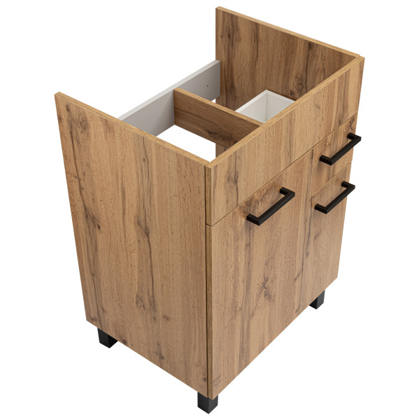 Zestaw do Łazienki 60cm Szafka z Umywalką Słupek 40cm Dąb Wotan, 7142151