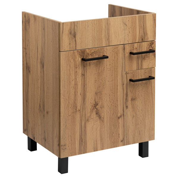 Zestaw do Łazienki 60cm Szafka z Umywalką Słupek 50cm Dąb Wotan, 7142250