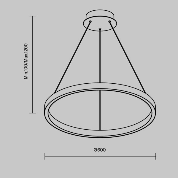 Lampa wisząca RIM ring czarno-biała LED 36W Biały zmienny 0lm IP20 Maytoni, 7160657