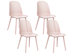 Zestaw 4 krzeseł jasnoróżowy styl nowoczesny