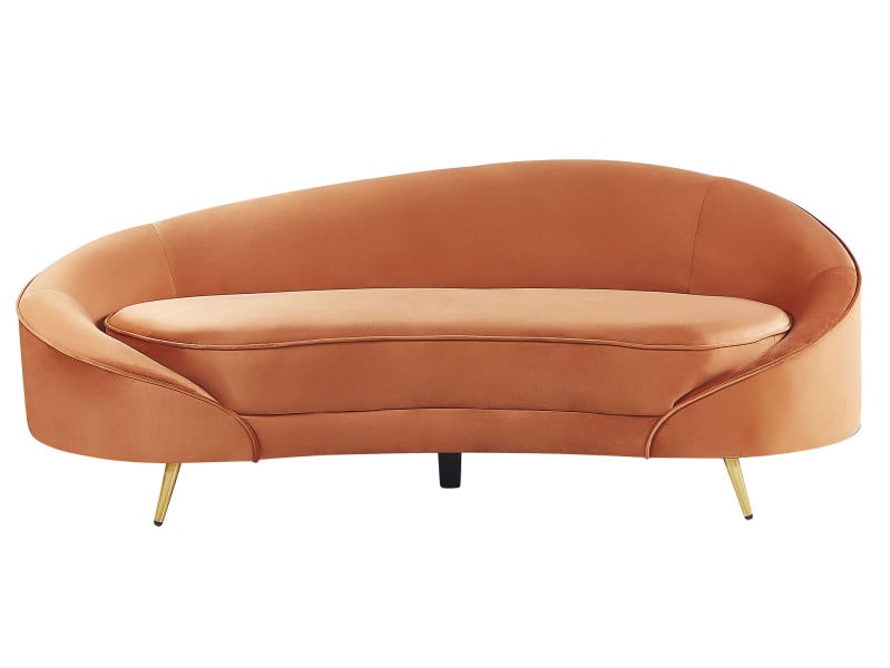Sofa welurowa w stylu pomarańczowa szmaragdowa, 716975