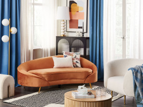 Sofa welurowa w stylu pomarańczowa szmaragdowa