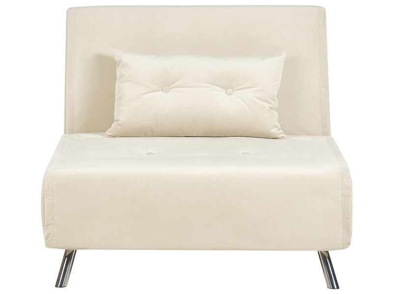 Sofa kanapa rozkładana 1-osobowa welur kremowa, 716998