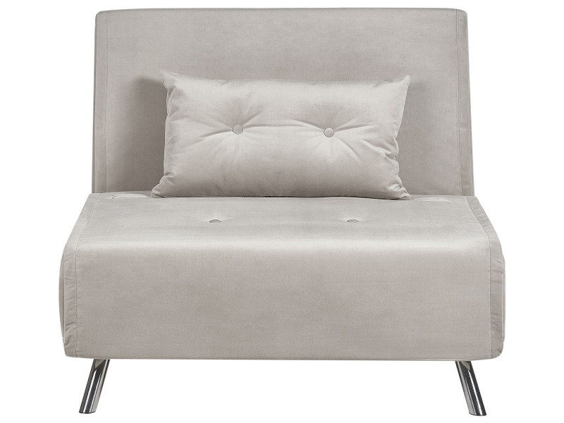 Sofa kanapa rozkładana 1-osobowa welur jasnoszara, 717013