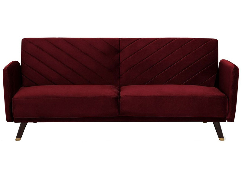 Sofa kanapa rozkładana welur czerwona, 717107