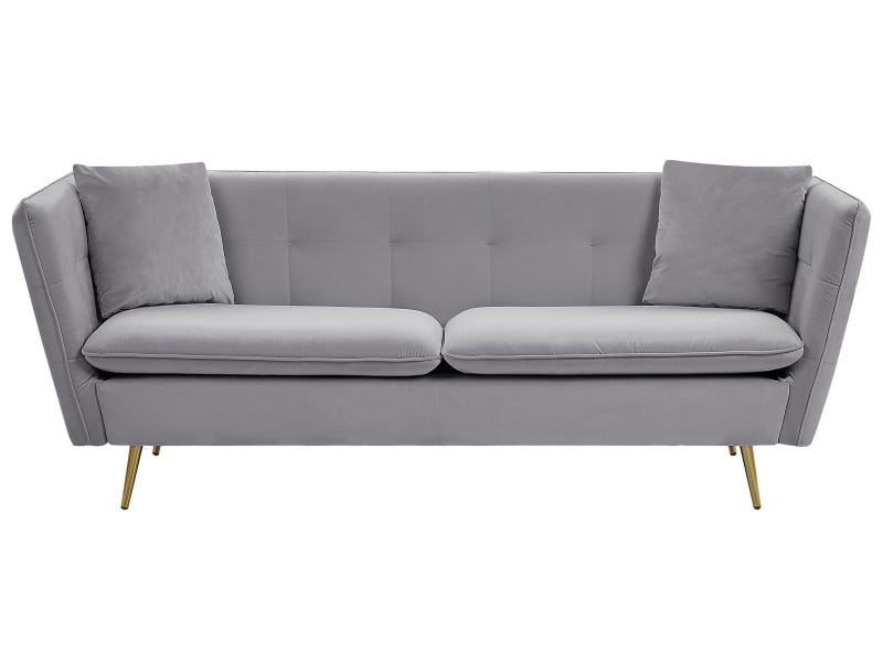 Sofa kanapa welurowa pikowana jasnoszara, 717127
