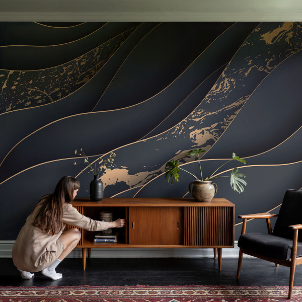 Tapety flizelinowe do salonu Eleganckie fale 416x254 Wallfluent, 7201311