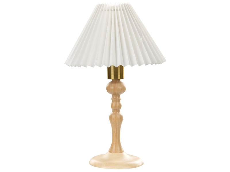 Lampa stołowa 38cm jasne drewno biały abażur, 723932