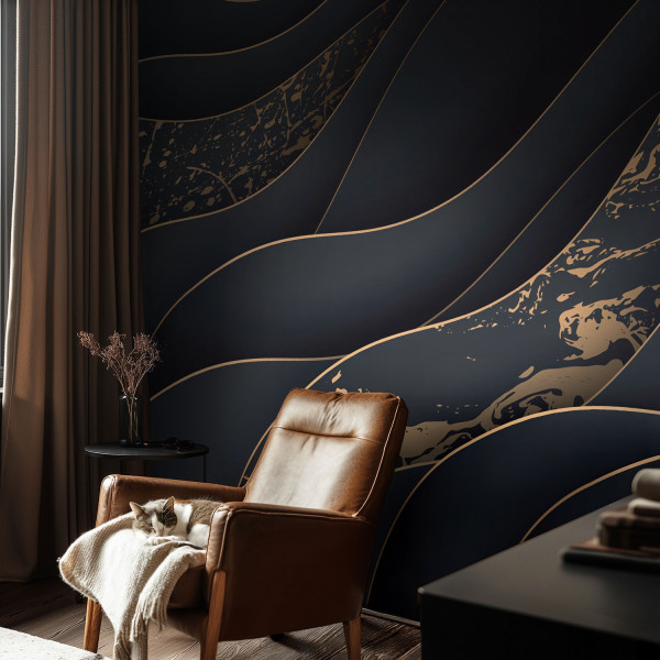 Tapety flizelinowe do salonu Eleganckie fale 208x146 Wallfluent, 7246292