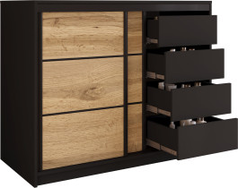 Komoda loftowa nowoczesna 120 cm LOFT czarna wotan