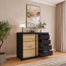 Komoda loftowa nowoczesna 120 cm LOFT czarna wotan