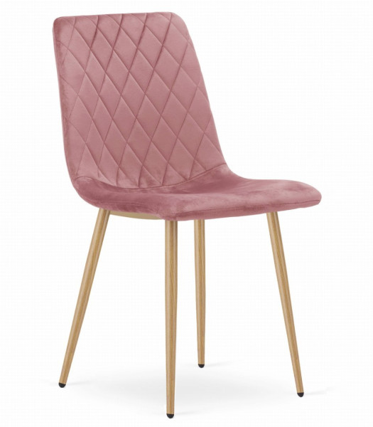 Krzesło TURIN - różowy aksamit / nogi kolor drewna x 1, 725830