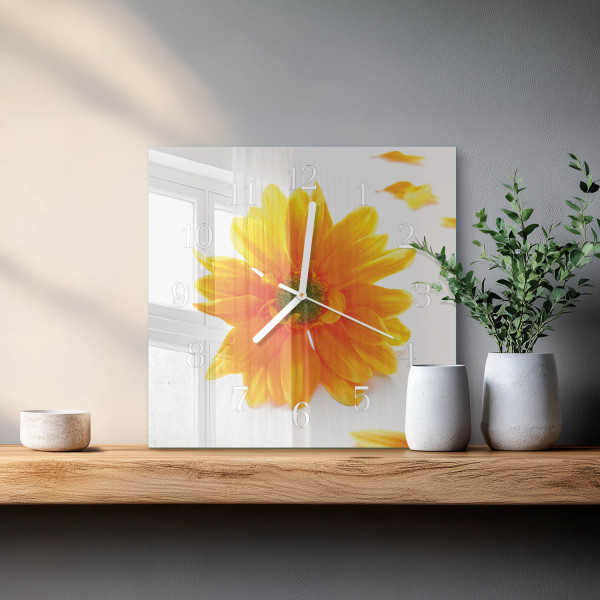 Zegar do salonu 30x30 Kwiat płynący mechanizm foto grafika design, 7282300