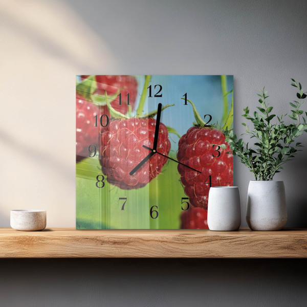Zegar kuchenny 30x30 Maliny nowoczesny na ścianę, 7301122