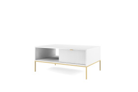 Produkt: Biała Ława Stolik Kawowy na metalowych nóżkach 104cm Nilo ps