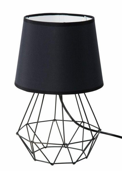 Lampka nocna stołowa Diament czarna metalowa nowoczesna E27 34 cm, 7306021