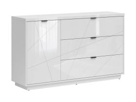 komoda Forn 156 cm z drzwiami i 3 szufladami biały połysk