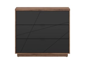 komoda Forn 106 cm z 3 szufladami dąb delano ciemny/czarny mat