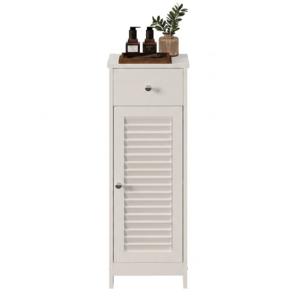 Szafka łazienkowa słupek drzwi biała wysoka 2 półki z szufladą loft 87 cm, 7361228