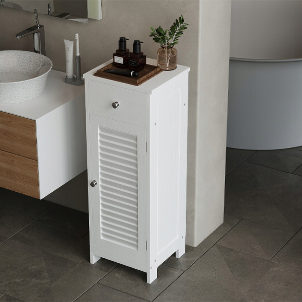 Szafka łazienkowa słupek drzwi biała wysoka 2 półki z szufladą loft 87 cm, 7361229