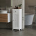 Szafka łazienkowa słupek drzwi biała wysoka 2 półki z szufladą loft 87 cm, 7361231