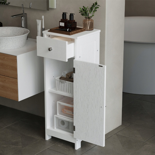 Szafka łazienkowa słupek drzwi biała wysoka 2 półki z szufladą loft 87 cm, 7361232