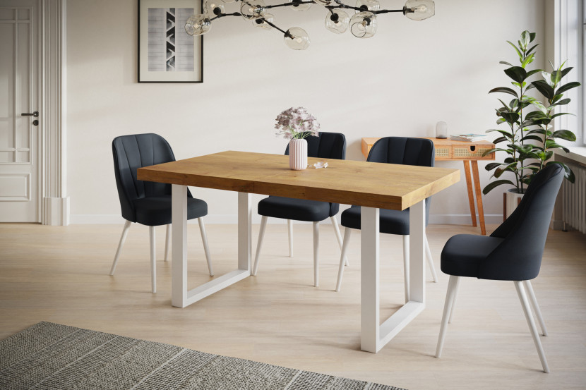 Stół rozkładany LOFT U 120/220X80 Dąb Lancelot/biały, 7415597