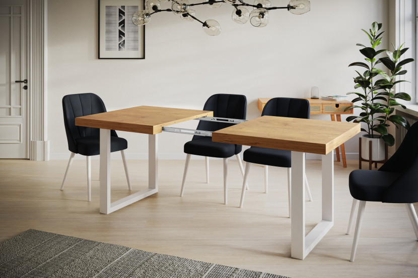 Stół rozkładany LOFT U 120/220X80 Dąb Lancelot/biały, 7415599
