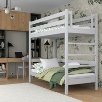 Drewniane łóżko piętrowe N03 popielaty 80x180