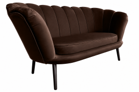 Sofa Muszelka glamour velvet brązowa 165 cm nowoczesna elegancka