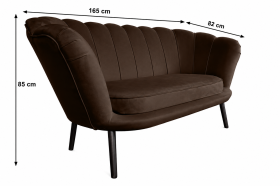 Sofa Muszelka glamour velvet brązowa 165 cm nowoczesna elegancka