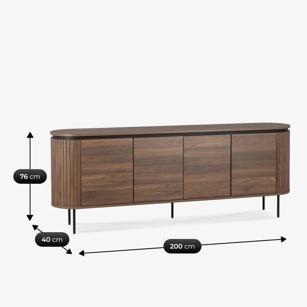 Komoda Duża z Lamelami Drewniana Do Salonu Sypialni Loft Dębowa BECK 200 cm, 7445538