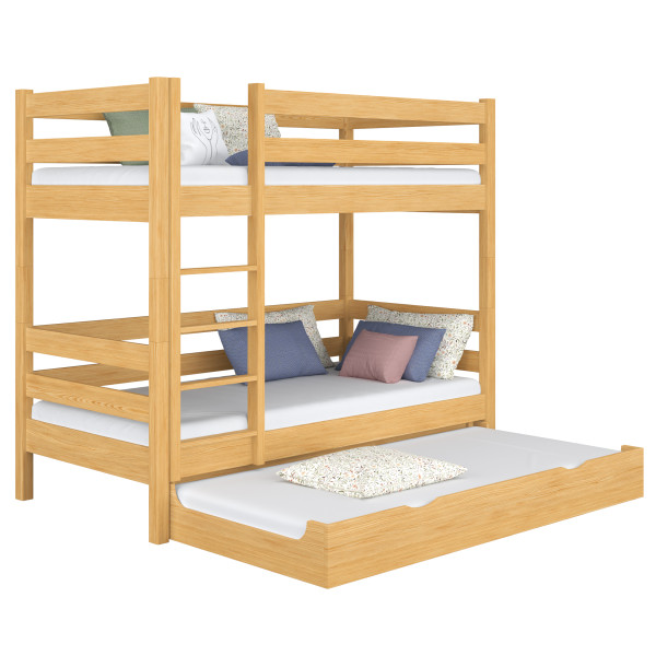 Drewniane łóżko piętrowe z szufladą na materac N01 80x180, 745105