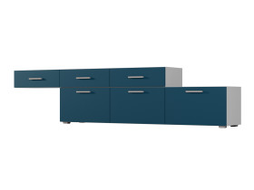 Komoda Szary Jasny/Błękit Ciemny - Okucia Premium Multi-Smart 180 – 240 cm
