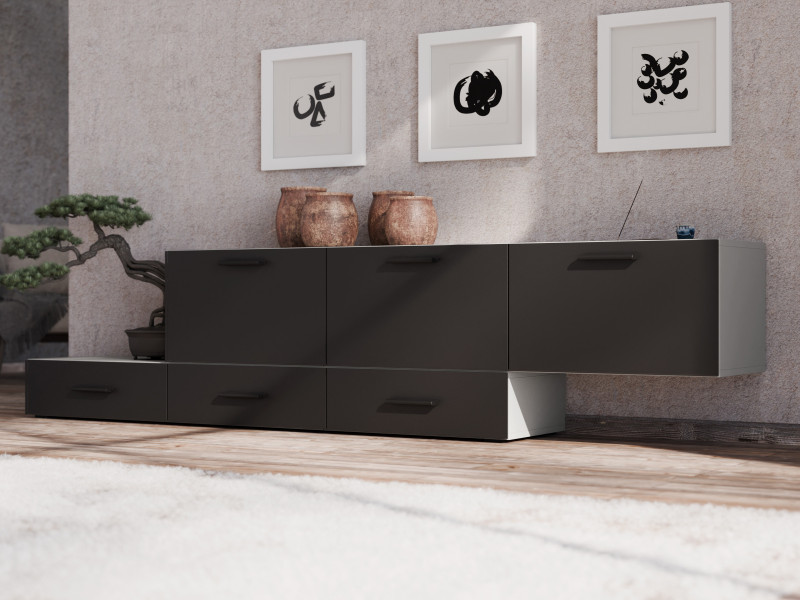Komoda Kaszmirowy Beż / Czarny Onyx Multi-Smart  180 – 240 cm, 7469598