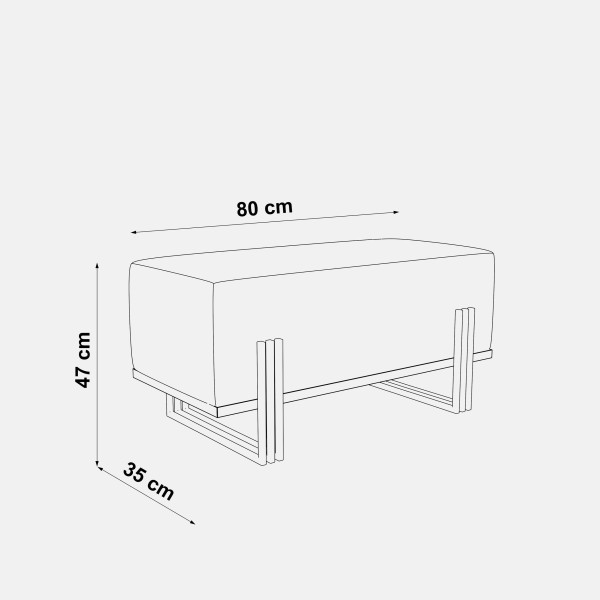 Ławka do przedpokoju tapicerowana Tedi 80 cm czarny stelaż szare siedzisko, 7476346